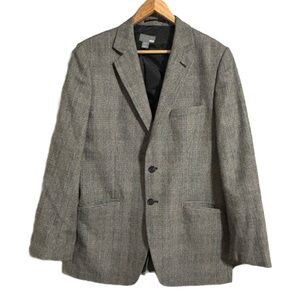 H&M Black & White Patterned Men's 2 Button Wool Blend Lined Blazer Size 42